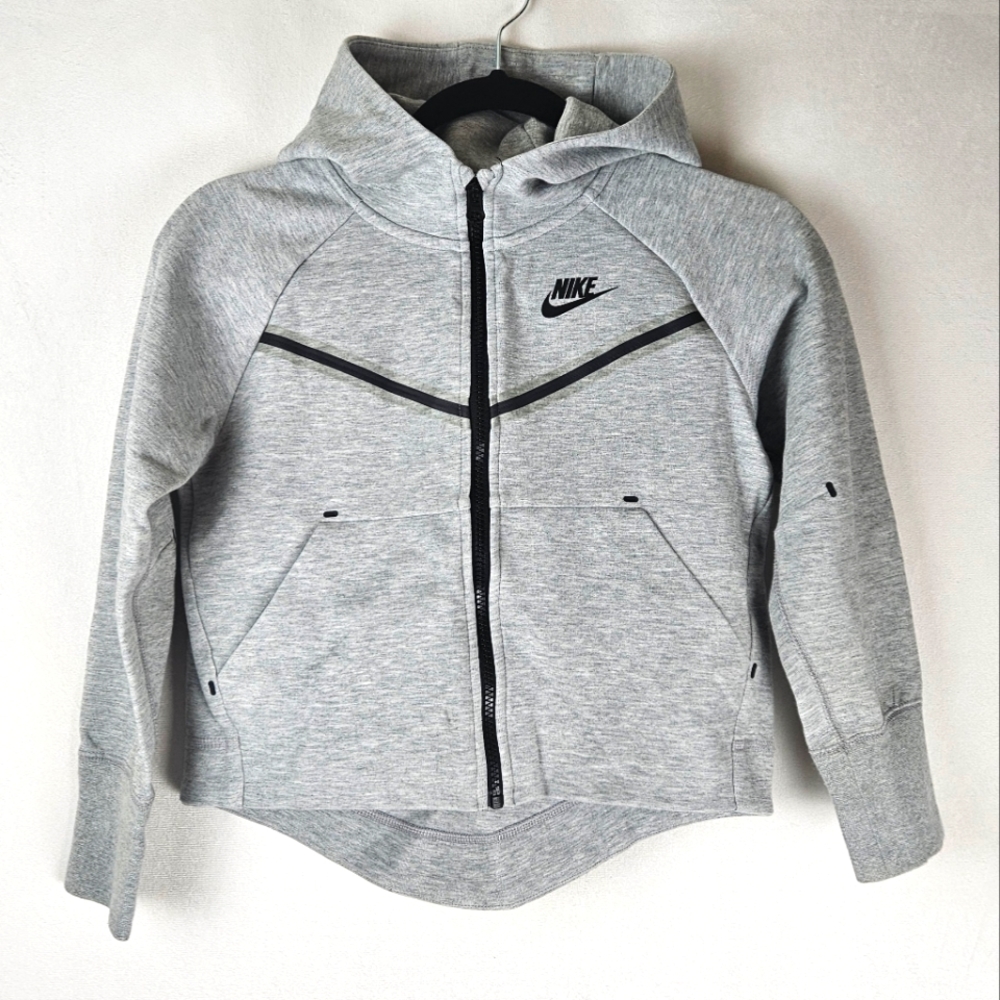 Nike Tech Youth Kids Grey Full Zip Hooded Sweatshirt Size Small